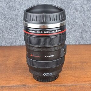 Caniam Camera Lens Travel Mug Stainless Steel 5" Black Red‎ Replica